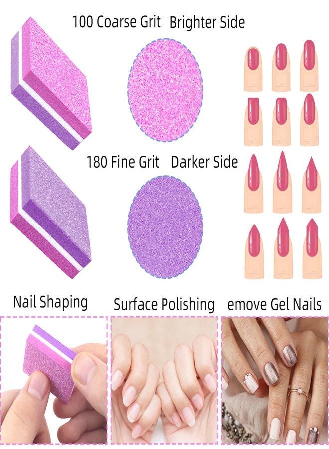 TKYZMS 50 Pcs Sponge Nail Buffers,100/180 Grit Mini Nail Files,Mini Buffer Block Nail File for Acrylic & Natural Nails,Double-Sided Buffing Blocks for Manicure & Pedicure,Salon & Home Use(Pink-Purple) - Image 4